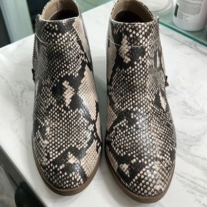 Snakeskin print booties